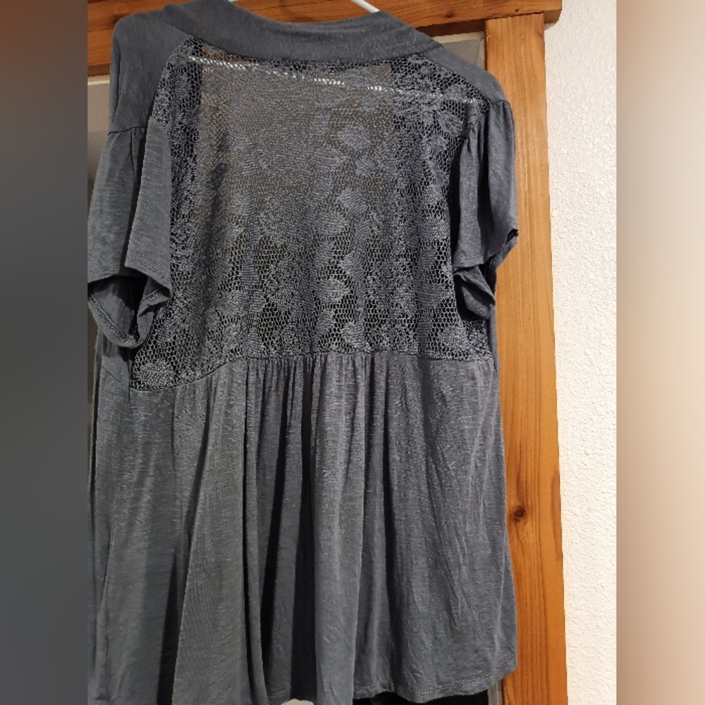 One Step Ahead Charcoal Lace Cardigan - Picture 3 of 3